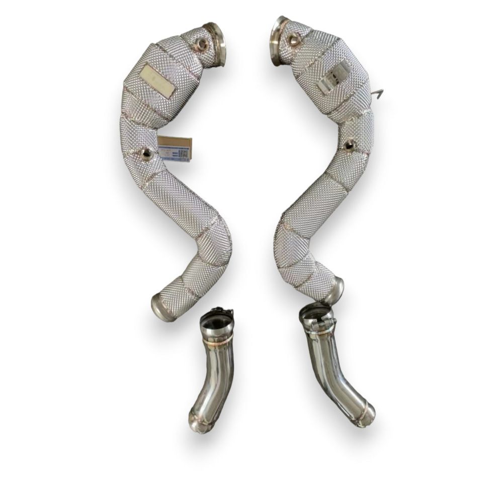 2015-2023 Mercedes C63 Amg Front Race Pipes | W205 Yes Heat Shield / 200 Cell Euro 6 Sport High